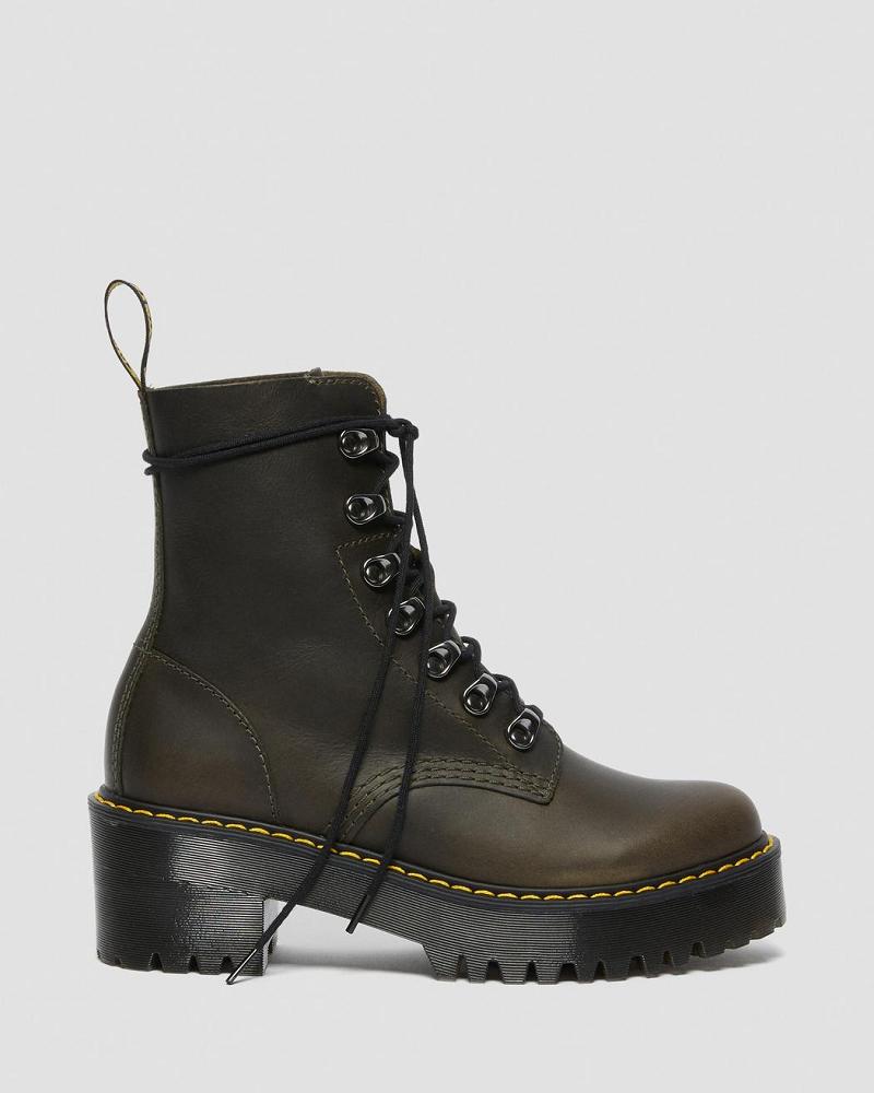 Botas de Tacon Dr Martens Leona Cuero Mujer Marrom | MX 62EBC